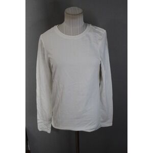 Pact  Long Sleeve Crew Neck T Shirt Medium White Organic Cotton Blend New